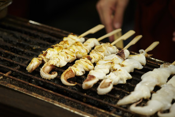 Grilled squid skewer