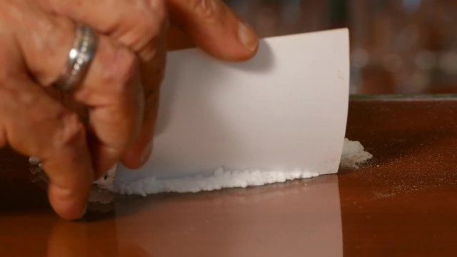Splitting Cocaine On The Table, Illegal Drugs