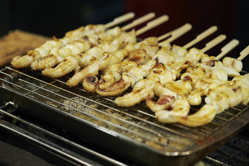 Grilled squid skewer