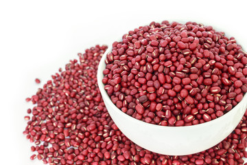 red bean seed vegetable on bowl nature on white background