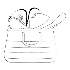 summer handbag with sandals and hat
