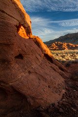 Amazing rock formation at sunset in Valley of Fire State Park near Las Vegas, Nevada USA.