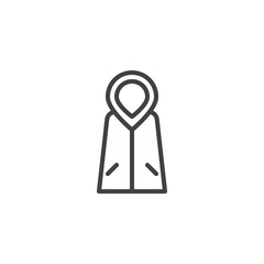 Raincoat outline icon. linear style sign for mobile concept and web design. Rain jacket simple line vector icon. Symbol, logo illustration. Pixel perfect vector graphics