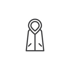 Raincoat outline icon. linear style sign for mobile concept and web design. Rain jacket simple line vector icon. Symbol, logo illustration. Pixel perfect vector graphics