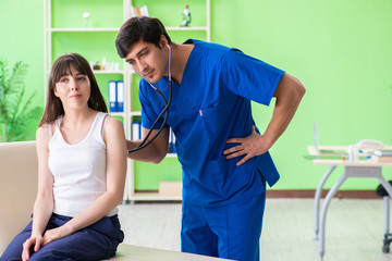 Female patient visiting male doctor in medical concept 
