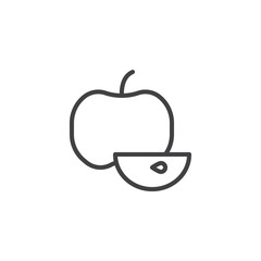 Apple and apple slice outline icon. linear style sign for mobile concept and web design. simple line vector icon. Symbol, logo illustration. Pixel perfect vector graphics
