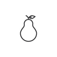 Fresh pear with leaf outline icon. linear style sign for mobile concept and web design. pear fruit simple line vector icon. Symbol, logo illustration. Pixel perfect vector graphics