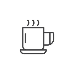 Coffee cup outline icon. linear style sign for mobile concept and web design. Hot drink mug simple line vector icon. Symbol, logo illustration. Pixel perfect vector graphics