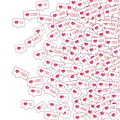 Social media icons. Social media marketing concept. Falling gradient like counter. Right gradient el