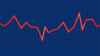 Line Graph with fluctuations. 3d render. Jagged fluctuating sharp