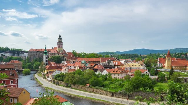 Time lapse video of  Cesky Krumlov old town in Czech Republic timelapse 4K
