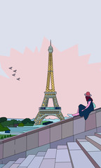 Girl In Paris - obrazy, fototapety, plakaty