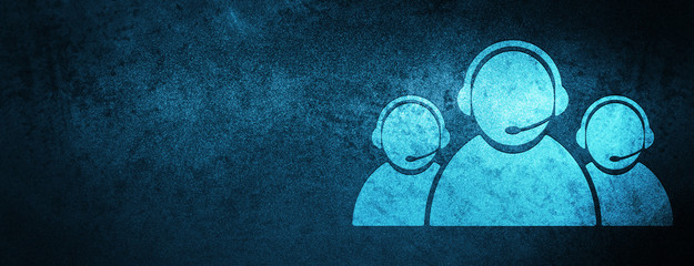 Customer care team icon special blue banner background