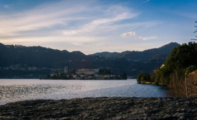 small island isolated in middle of lake it