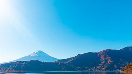 秋の日差しと富士山