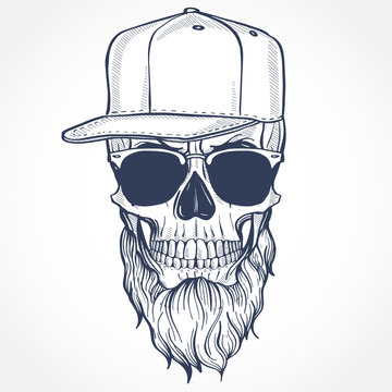 Angry skull with beard