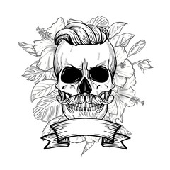 Angry skull with hairstyle