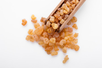 fragrant frankincense on a white acrylic background
