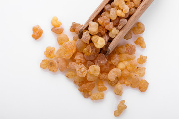fragrant frankincense on a white acrylic background