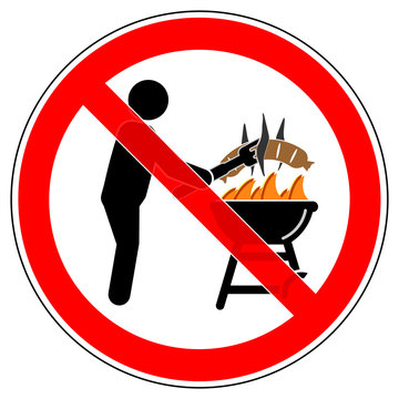 srr411 SignRoundRed - german - Verbotszeichen - Grillen verboten: Grillverbot - Grillplatz gesperrt - english - prohibition - barbecuing prohibited - barbecue ban - xxl g6419