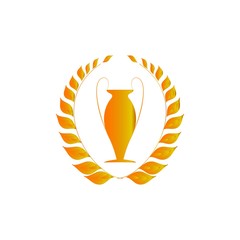 Gold laurel wreath around cup
