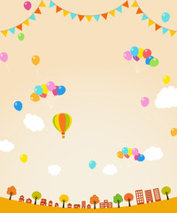 秋の街並みと風船｜フェスティバル