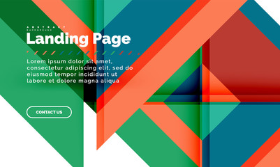 Square shape geometric abstract background, landing page web design template