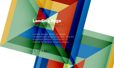 Square shape geometric abstract background, landing page web design template