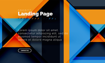 Square shape geometric abstract background, landing page web design template