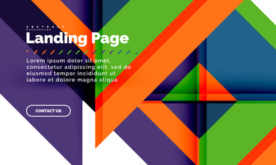 Square shape geometric abstract background, landing page web design template