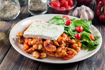 Baked giant beans with feta cheese