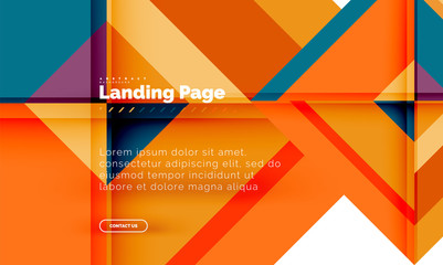 Square shape geometric abstract background, landing page web design template