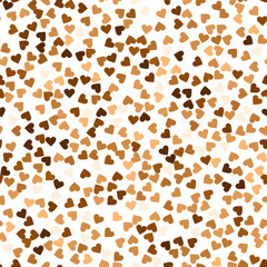 Glitter seamless texture. Actual red gold particles. Endless pattern made of sparkling hearts. Subli