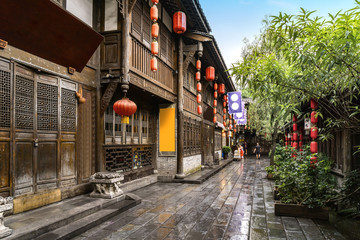 Old buildings in Kuan Alley and Zhai Alley, Chengdu, Sichuan - obrazy, fototapety, plakaty