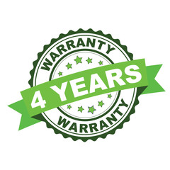 Green rubber stamp with 4 years warranty concept