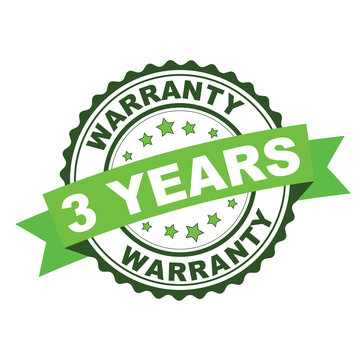Green rubber stamp with 3 years warranty concept