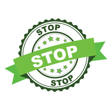 Green rubber stamp with stop concept