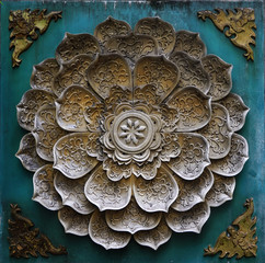 Stone carving look like the flower petals is decorated.