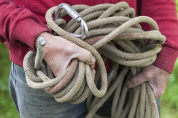 holding a safety rope