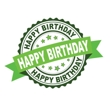 Green rubber stamp with happy birthday concept