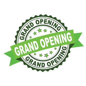 Green rubber stamp with grand opening concept