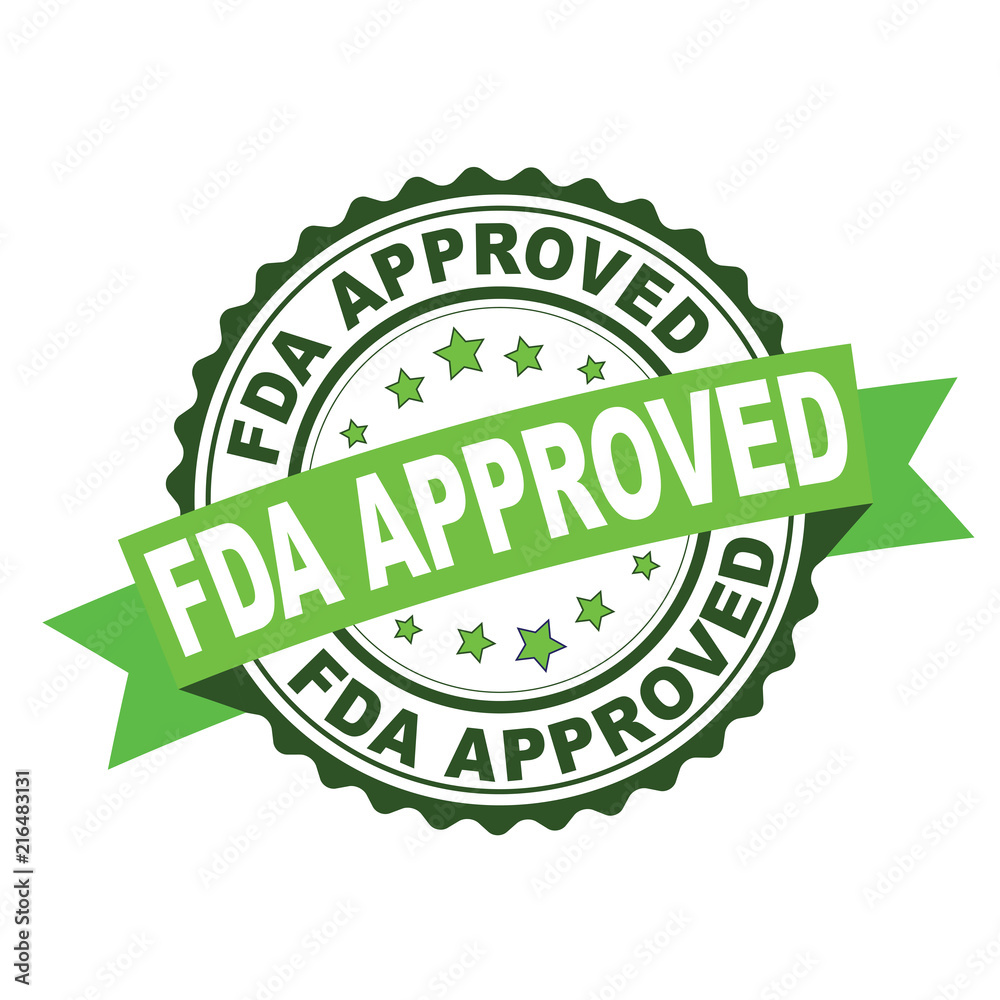 Sticker green rubber stamp with fda approved concept