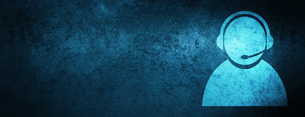 Customer care icon special blue banner background