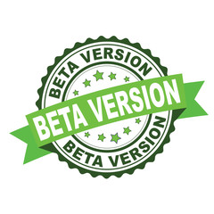 Green rubber stamp with beta version concept