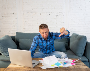 Man paying bills managing finances