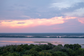 Sunset at the Yangon river in Yangon Myanmar