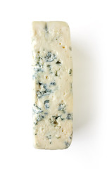Blue cheese isolated on white, from above