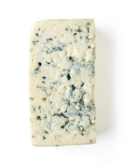 Blue cheese isolated on white, from above
