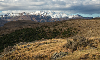 The scenery view of Coronet peak one of the resort town's most popular attractions world-class ski and snowboard area for domestic and international visitors in South Island, New Zealand.

