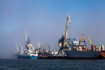 Fog in Klaipeda port